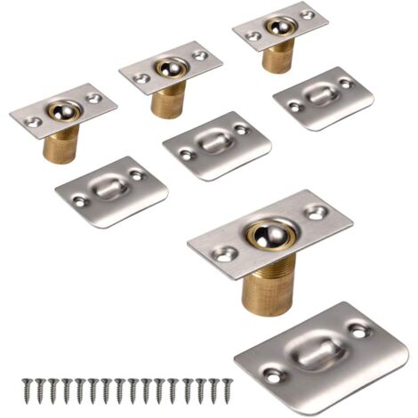 Türkugelriegel, verstellbarer Kugelverschluss, Edelstahl-Türkugelschloss, Küche, Zuhause, Schrank, Kleiderschrank, Tür, Schrank (4 Boxen, silberfarben)