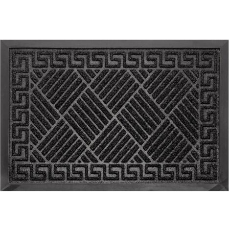 Türmatte gummiert SPENCER 60 x 40 cm Gummi Kunststoff schwarz Melange erhaben griechisches Muster Streifen Rauten