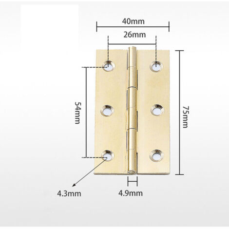 Türscharnier für Möbel/Lichttüren, 75 x 40 mm, Messing, 10 Stück, Kupferscharniere, Scharniere, Gummikette, Kupferscharniere für Schranktüren