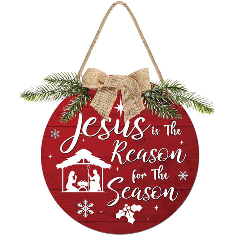Türschild aus Holz zur Osterdekoration „Jesus ist der Grund für das Fest“ – Rustikales Design, 30 cm, Juteseil, Frühlingsgeschenk, mehrfarbig
