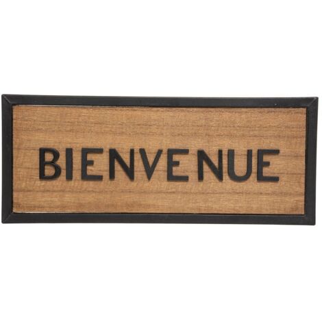 Türschild Holz Metall 22x9cm - Willkommen