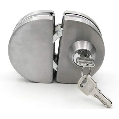 Türschloss für Glastüren, robustes Gehäuse und Tisch aus verchromtem Edelstahl. Passend für 10 bis 12 mm dicke Glastüren. Diebstahlsicheres Sicherheitsschloss ohne Türöffner.