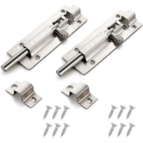 Türschloss-Set – geeignet für Badezimmer-, Schlafzimmer-, WC-, Gartenhaus- und Duschraumtüren – einfach zu montierendes Schiebeschloss mit Schrauben (7,6 cm)