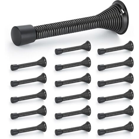 Türstopper, 18er-Set, schwarz, federbelastet, mit Gummipuffer, für die Unterseite der Tür