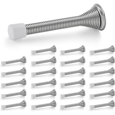 Türstopper, 24er-Set, federbelastet mit Gummistopper, in satiniertem Nickel für die Unterseite der Tür