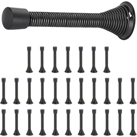 Türstopper, 30er-Pack, schwarz, federbelastet, mit Gummipuffer, für die Unterseite der Tür