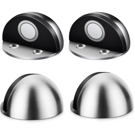 Türstopper, 4 Stück, magnetischer Türstopper, Türstopper aus Edelstahl, Türstopper mit Befestigungsschrauben und 3M-Klebstoffen zum Schutz von Tür und Wand, Schlafzimmer, Wohnzimmer, Küche (Silber)