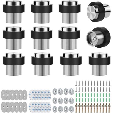 Türstopper aus Edelstahl, 32 mm × 45 mm – 12 Stück, inklusive Schrauben und 3M-Klebeband