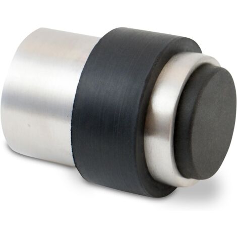 Türstopper aus Edelstahl – Wandtürstopper aus Gummi mit Befestigungsmaterial für Wand- und Bodenmontage – Wand- und Bodentürstopper – Türstopper Ø 3,5 cm, Höhe 4,5 cm