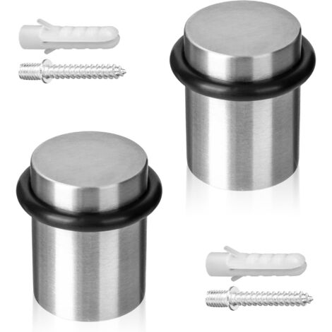 Türstopper Boden zum Schrauben 2x Türaufhalter Edelstahl Ø30x40mm gebürstet
