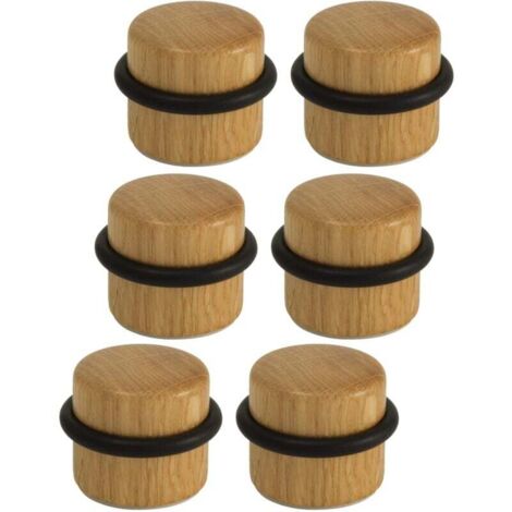 Türstopper – selbstklebender Türstopper aus Holz für den Boden – Türstopper für Türen und Wände – 6er-Pack (Eiche)