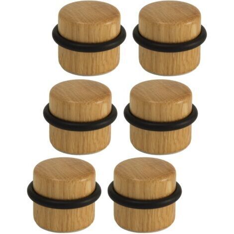 Türstopper – Selbstklebender Türstopper aus Holz für den Boden – Türstopper zum Schutz von Türen und Wänden – Packung mit 6 Einheiten (Eiche)