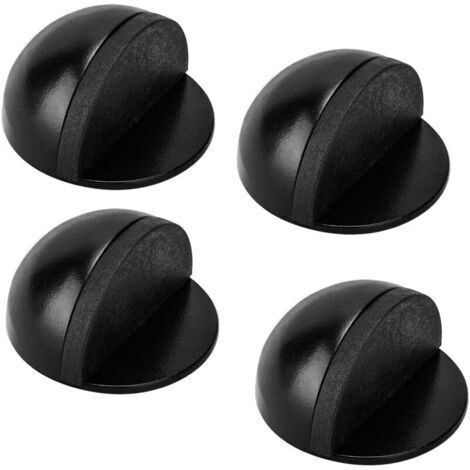 Türstopper, Set de 4 paragolpes y topes de puerta de acero inoxidable con amortiguadores de goma, paragolpes de puerta autoadhesivos para todos los pisos duros – Negro