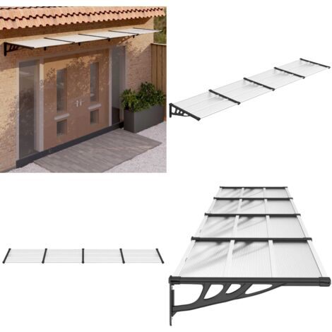 Türvordach Schwarz und Transparent 396x90 cm Polycarbonat - Türvordach - Markise - Hausüberdachung - Schutzvorrichtung - Wetterschutz - Home & Living