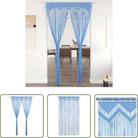 Türvorhang - Makramee Vorhang Blau 140x240 cm Baumwolle