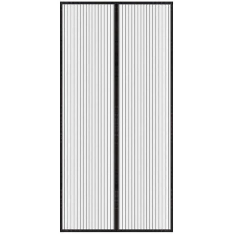 Türvorhang mit schwarzen Streifen, 90 x 210 cm, weicher magnetischer Netz-Türvorhang, Sommer-Moskitonetz-Türvorhang.