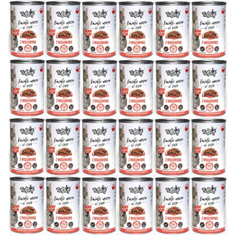 TUF TUF Cibo per gatti PEZZI IN SALSA Manzo 415g x 24