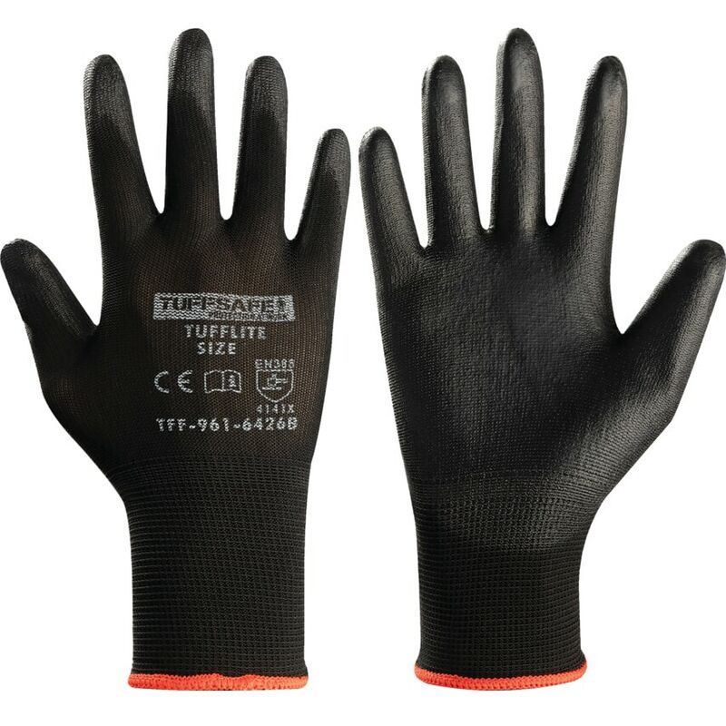 Tufflite Nylon Lined pu Coatedgloves Black SZ-7 - Tuffsafe