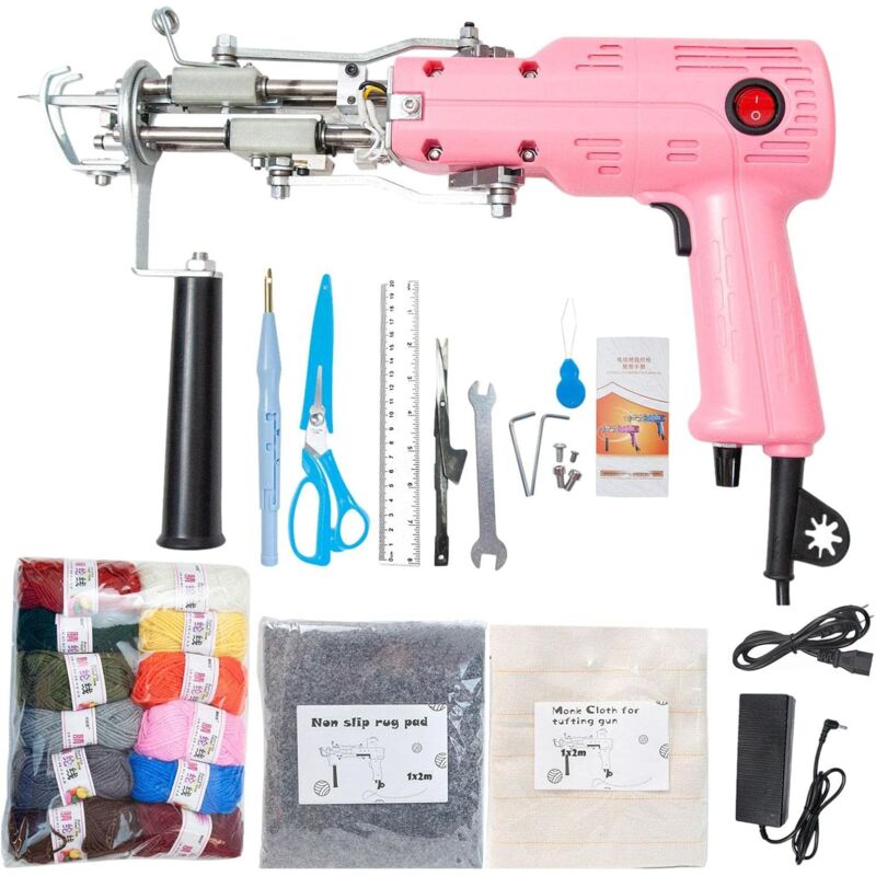 Tufted Rug 2 in 1 Carpet Weaving Machines Electric Carpet Tufting Tools Starter Kit for diy Rugs or Carpets, High Speed, Adjustable Pile Height