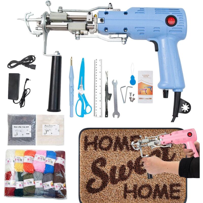 Tufted Rug 2 in 1 Carpet Weaving Machines Electric Carpet Tufting Tools Starter Kit for diy Rugs or Carpets, High Speed, Adjustable Pile Height