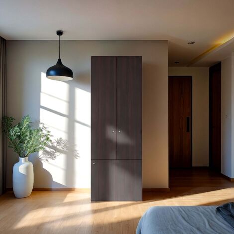 TUHOME Armoire haute à 3 portes avec 4 étagères Tolleson, armoire indépendante pour chambre ou entrée