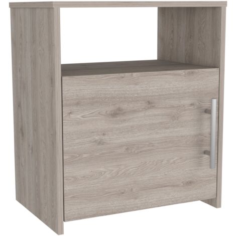 TUHOME Table de Nuit Bristol, Un Compartiment avec Porte, Surface Supérieure, Gris Clair