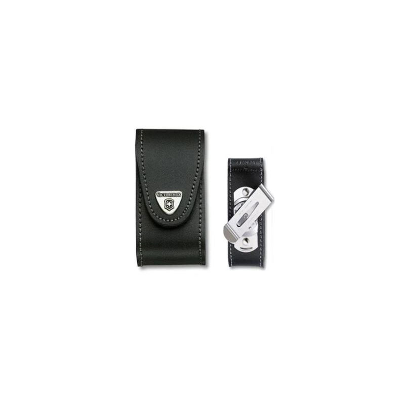 Étui de ceinture en cuir Victorinox, avec clip de ceinture rotatif, noir, fermeture velcro, 4.0521.31