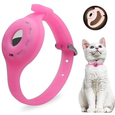 tui De Protection En Silicone Airtag (rose), Support De Collier Airtag Pour Chien Et Chat, Collier Illumin Housse De Collier Pour Chat Airtag, Con