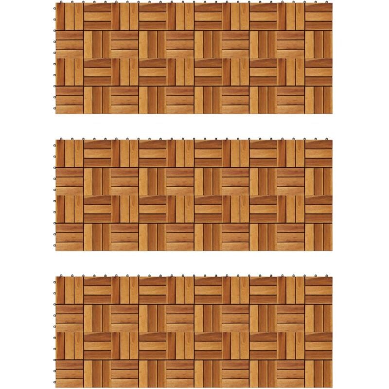 Kit tuiles de plancher en acacia 30 x 30 cm 30 pcs