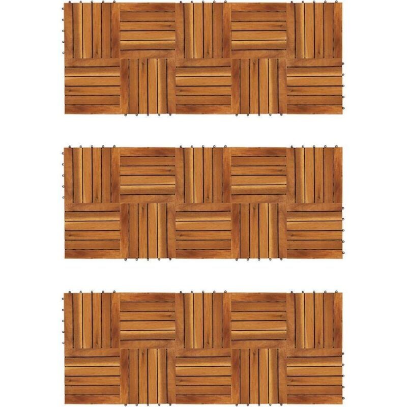 Vidaxl - Carreau de terrasse Modèle vertical 30 x 30 cm Acacia 30 pcs