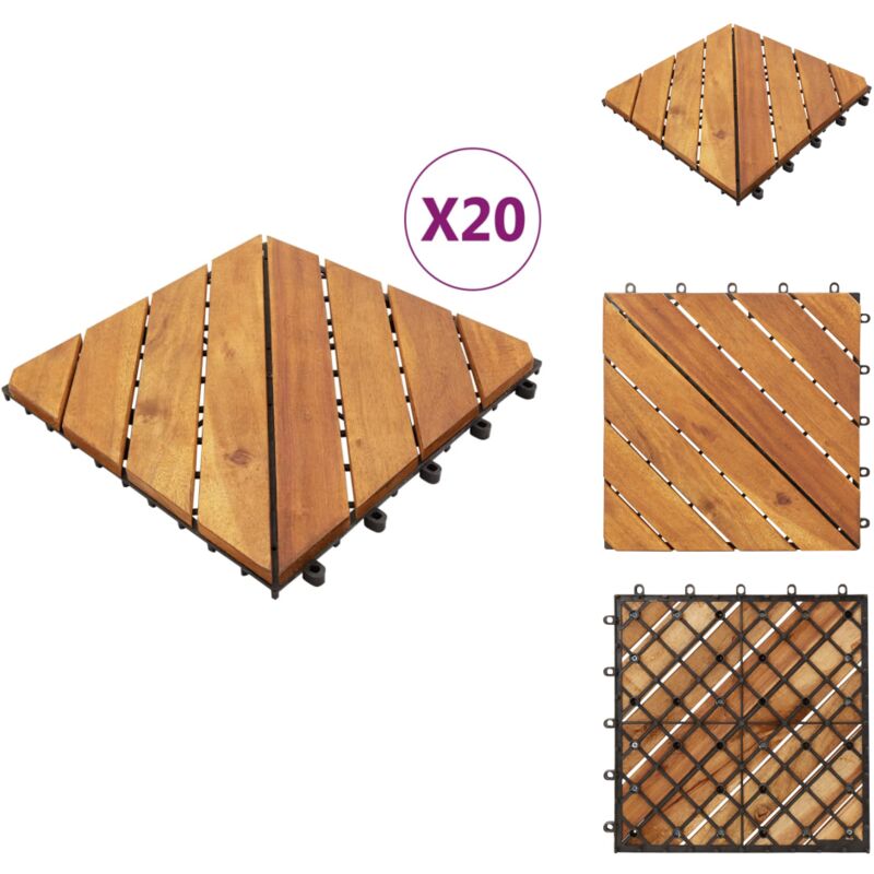 Tuiles de terrasse 20 pcs Marron 30x30 cm Bois massif d'acacia - Carrelage Extérieur - Dallage Bois - Terrasse Bois - Acacia - Decking