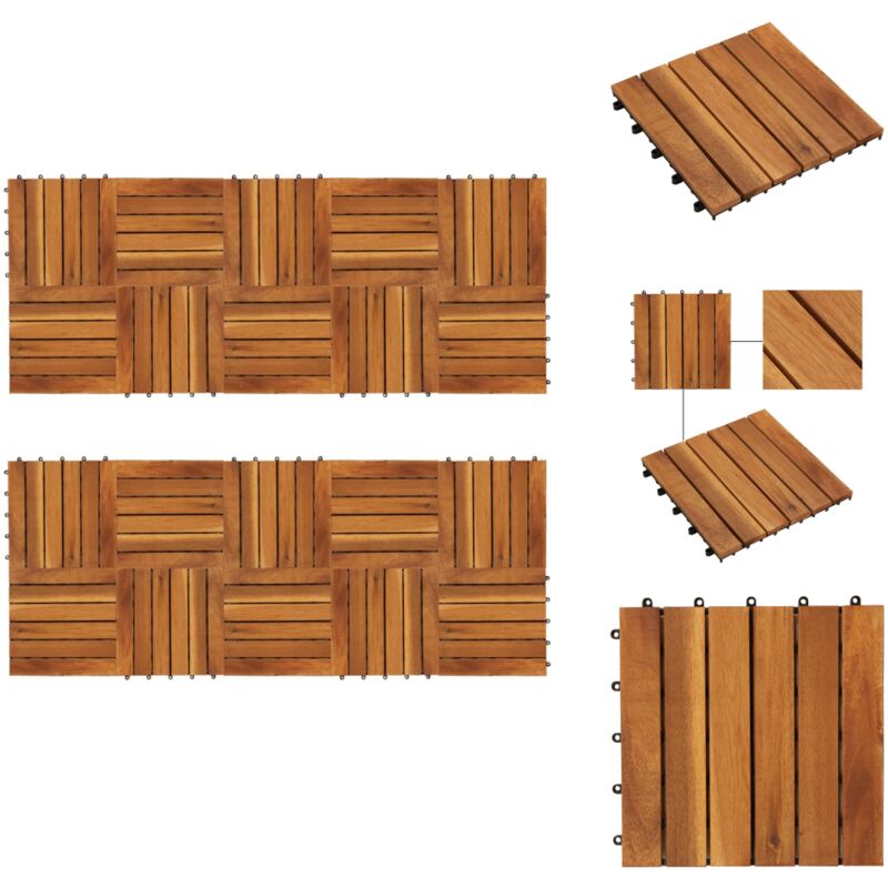 Tuiles de terrasse modèle vertical 30 x 30 cm acacia 20 pcs - Carrelage Extérieur - Carreau De Terrasse - Dallette Bois - Terrasse Composite