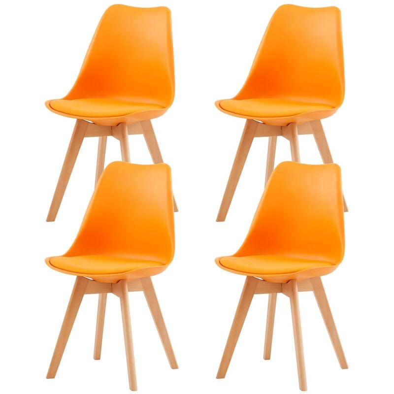 Eggree - Lot de 4 Chaise de salle à manger de style nordique, Cuisine Rétro Rembourrée Chaise de Salle de Bureau, Pieds en Bois de Hêtre