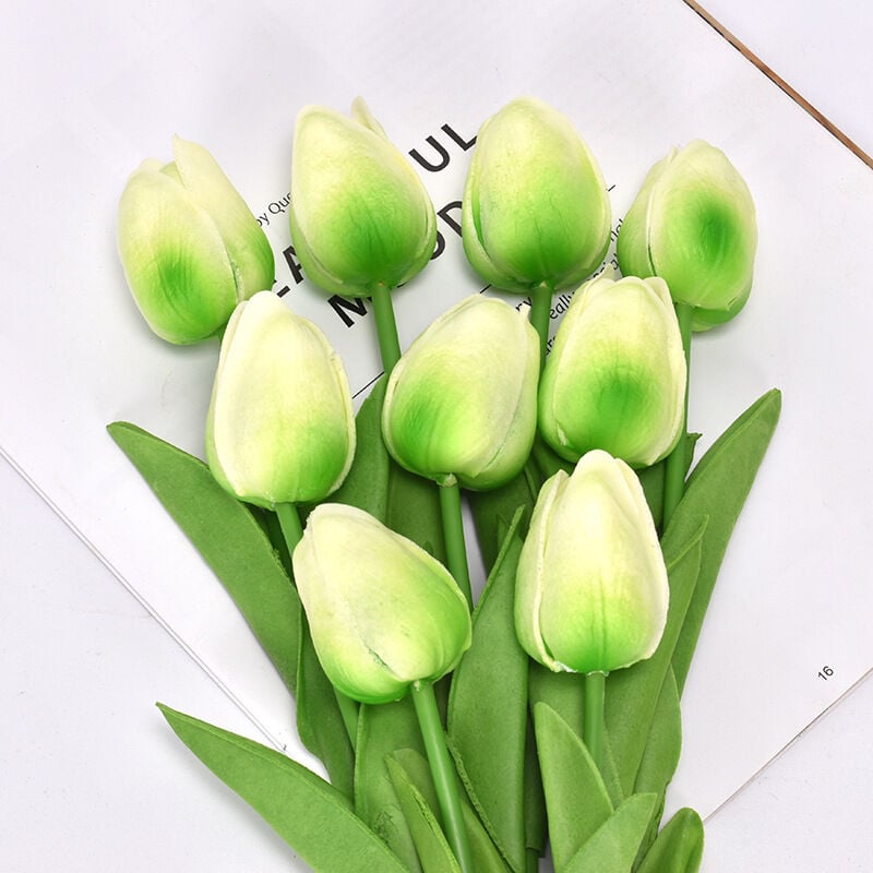Ineasicer - Lot de 10 mini tulipes artificielles hollandaises - Au toucher réaliste - Pour décoration de mariage, bricolage, maison, fête, etc. Art