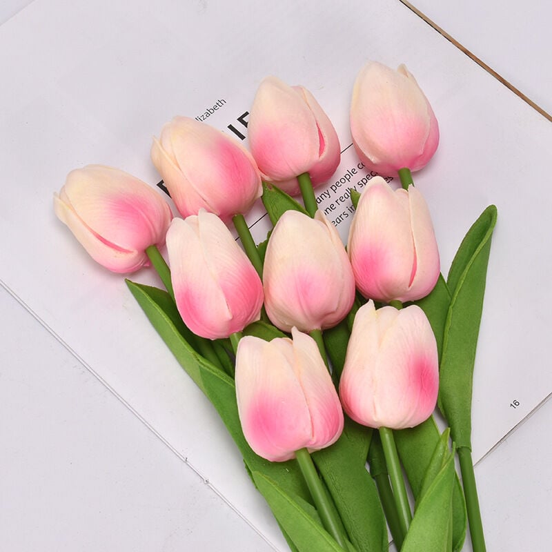 Ineasicer - Tulipe Artificielle de, 10 pièces et 2 couleurs par ensemble, décoration pour décoration de mariage, cuisine, bureau, magasin de café,