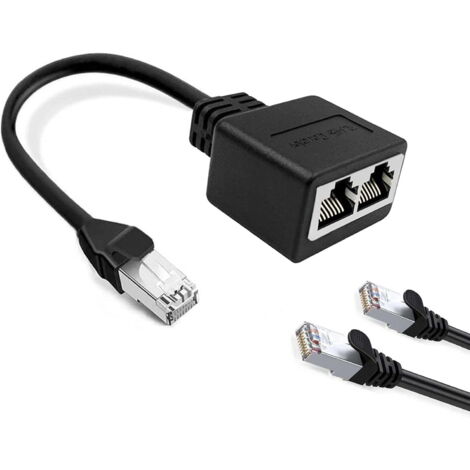 Tuliyet 1 Stecker auf 2 Buchsen Ethernet-Splitter-Netzwerkadapter mit Ethernet-Kabel