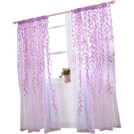 Tulle Transparent avec Motif Osier Voilage Fentre Poches