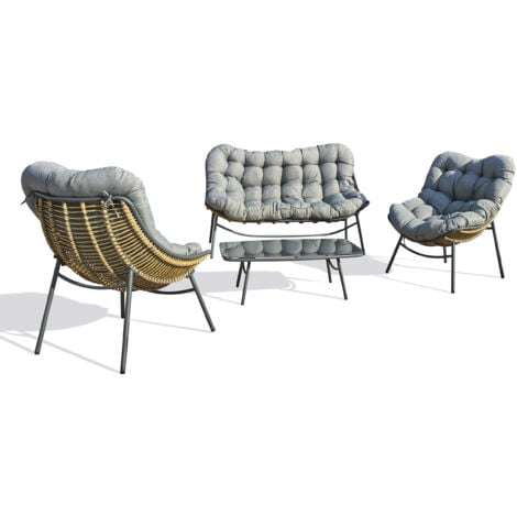 TULUM - Salón de jardín 4 plazas de resina trenzada - DCB GARDEN