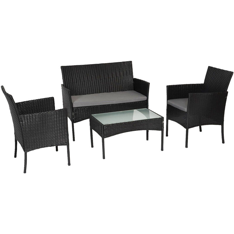 Beneffito - tulum - Salon de jardin en résine tressée 4 places: 1 canapé, 2 fauteuils, 1 table basse - Coussins déperlants et déhoussables avec