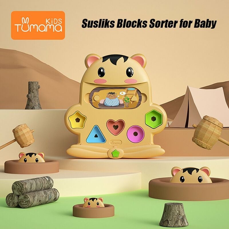 

Baby Block Sorter Safe ABS Cartoon Animal Design 5 colores Formas Reconocimiento Juguete Ninos pequenos Juguetes a juego con 5 tarjetas de historia