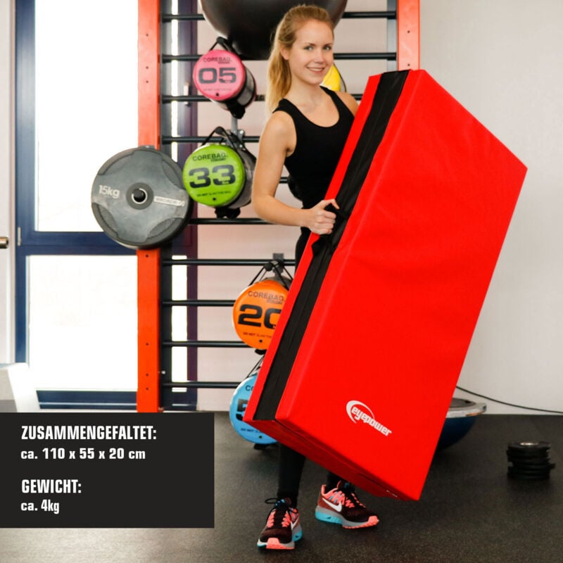 Tumbling Mat 220x110x5cm thick foldable portable Red-Black