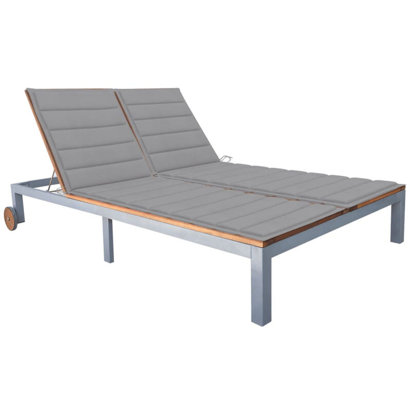 

Tumbona 2 personas con cojin madera maciza de acacia y acero