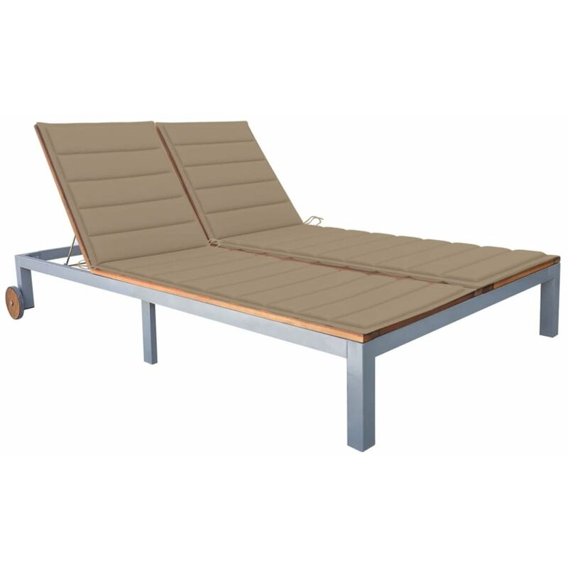 

Tumbona 2 personas con cojin madera maciza de acacia y acero