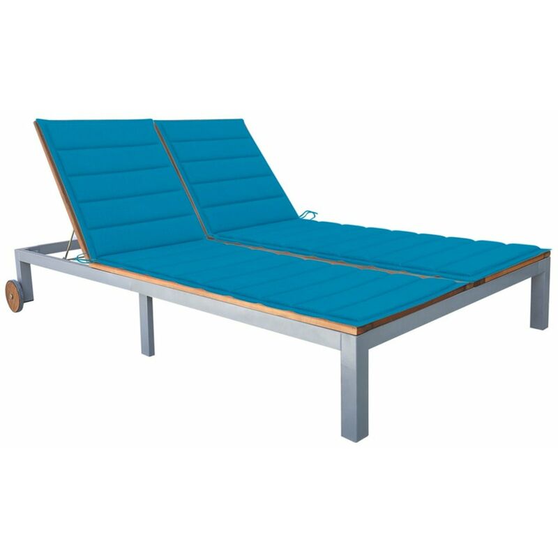 

Tumbona 2 personas con cojin madera maciza de acacia y acero