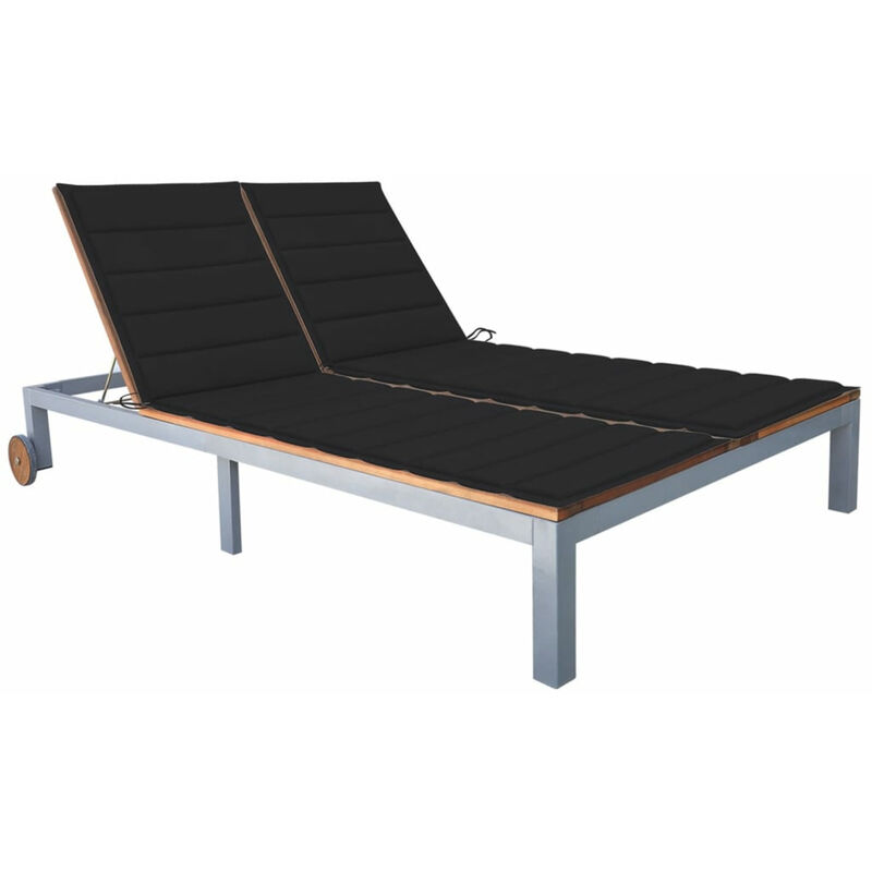 

Tumbona 2 personas con cojin madera maciza de acacia y acero