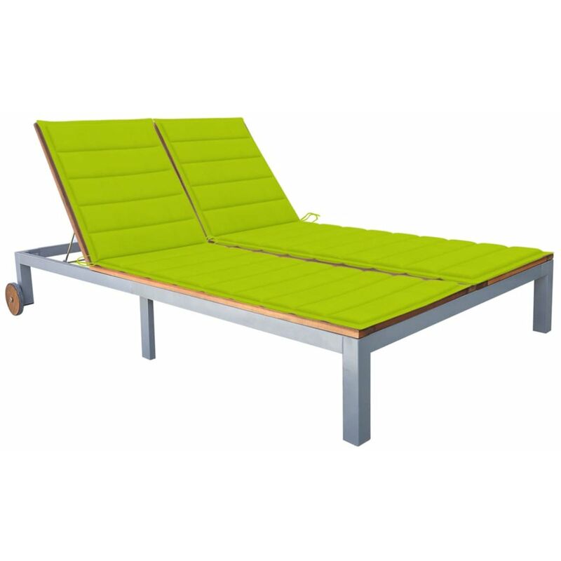 

Tumbona 2 personas con cojin madera maciza de acacia y acero