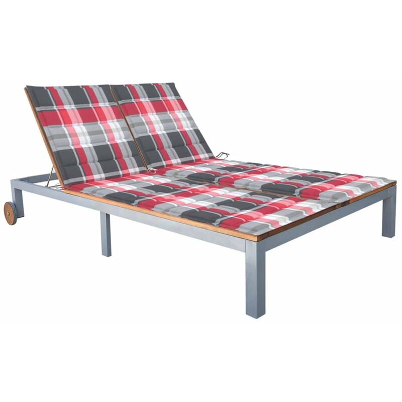 

Tumbona 2 personas con cojin madera maciza de acacia y acero