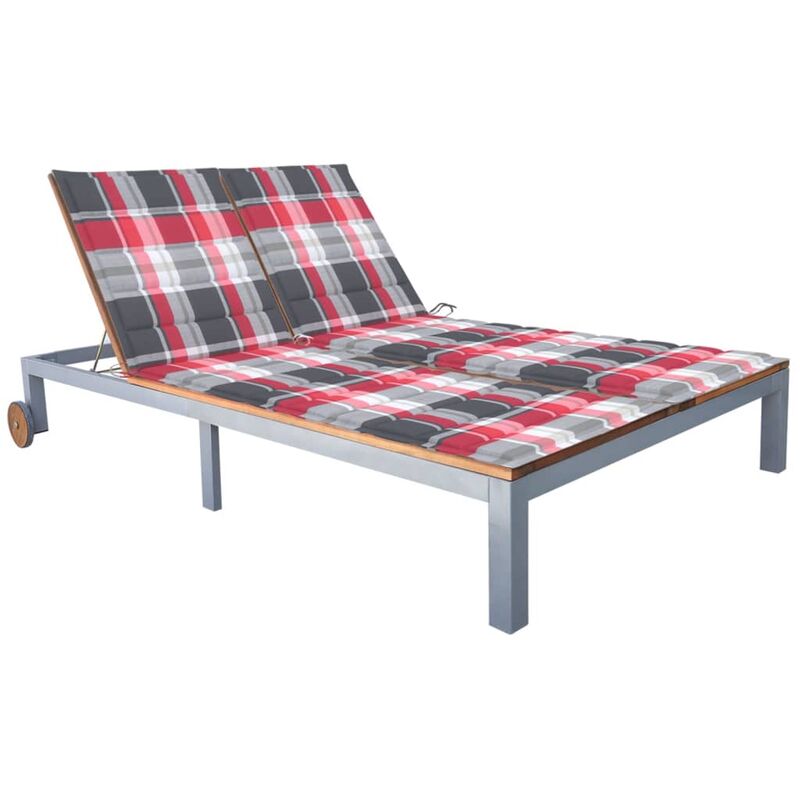 

Tumbona 2 personas con cojín madera maciza de acacia y acero