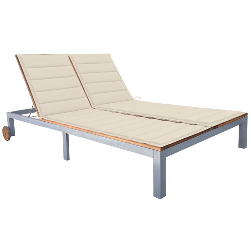 

Tumbona 2 personas con cojín madera maciza de acacia y acero