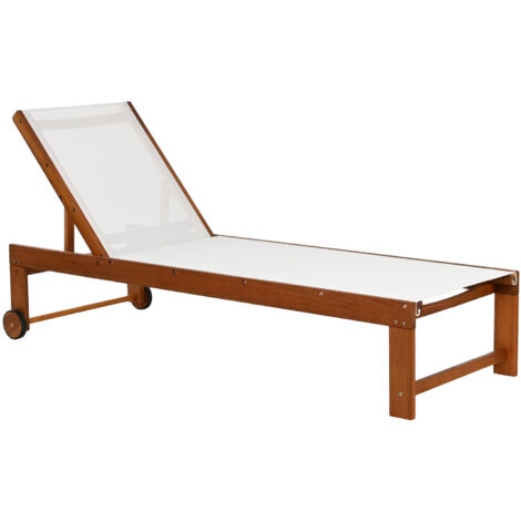 Tumbona Acacia Textilene 187X65X81 Con Ruedas